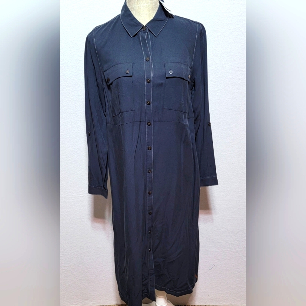 J. Jill Women's Black Button-Up Shirt Dress‎ Size Small